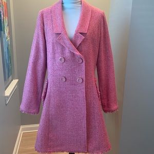 Cabi Madison Avenue Pink Tweed Coat. Size 14.